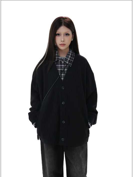 Loose-fitting thick cardigan