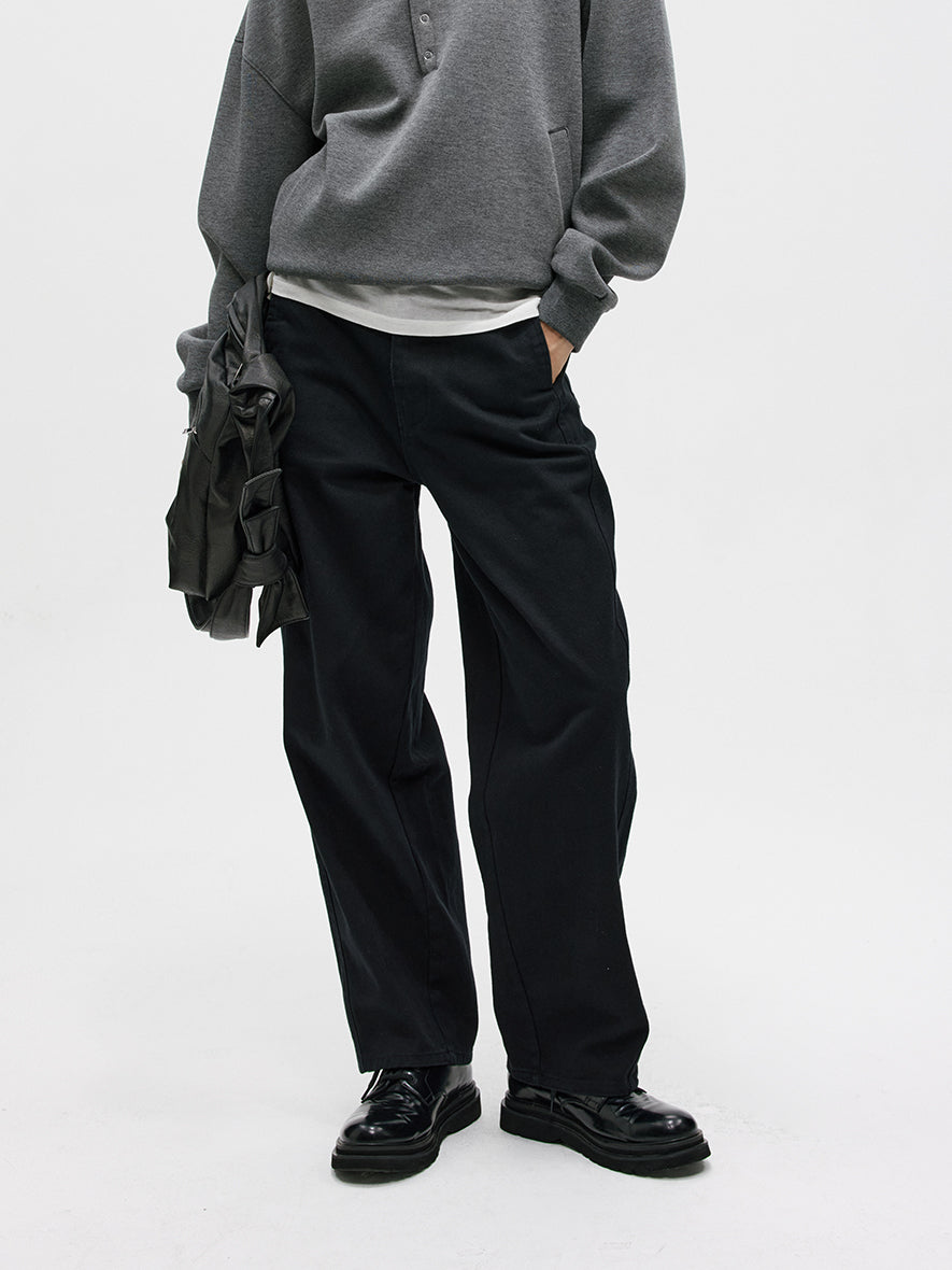 Twill scimitar-cut casual pants