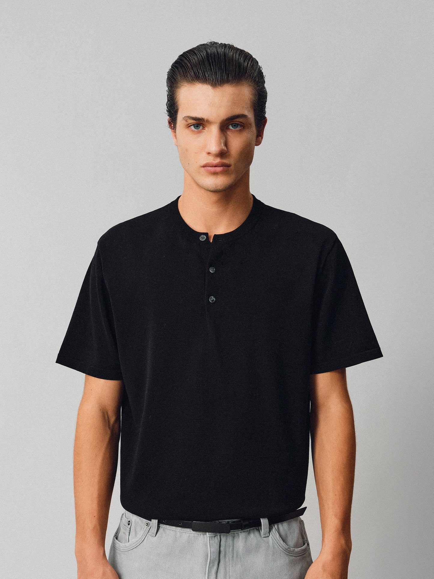 Simple Henry-Neck T-Shirt