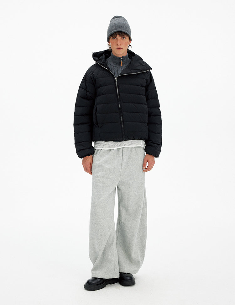 Unisex Diagonal Zipper Down Jacket