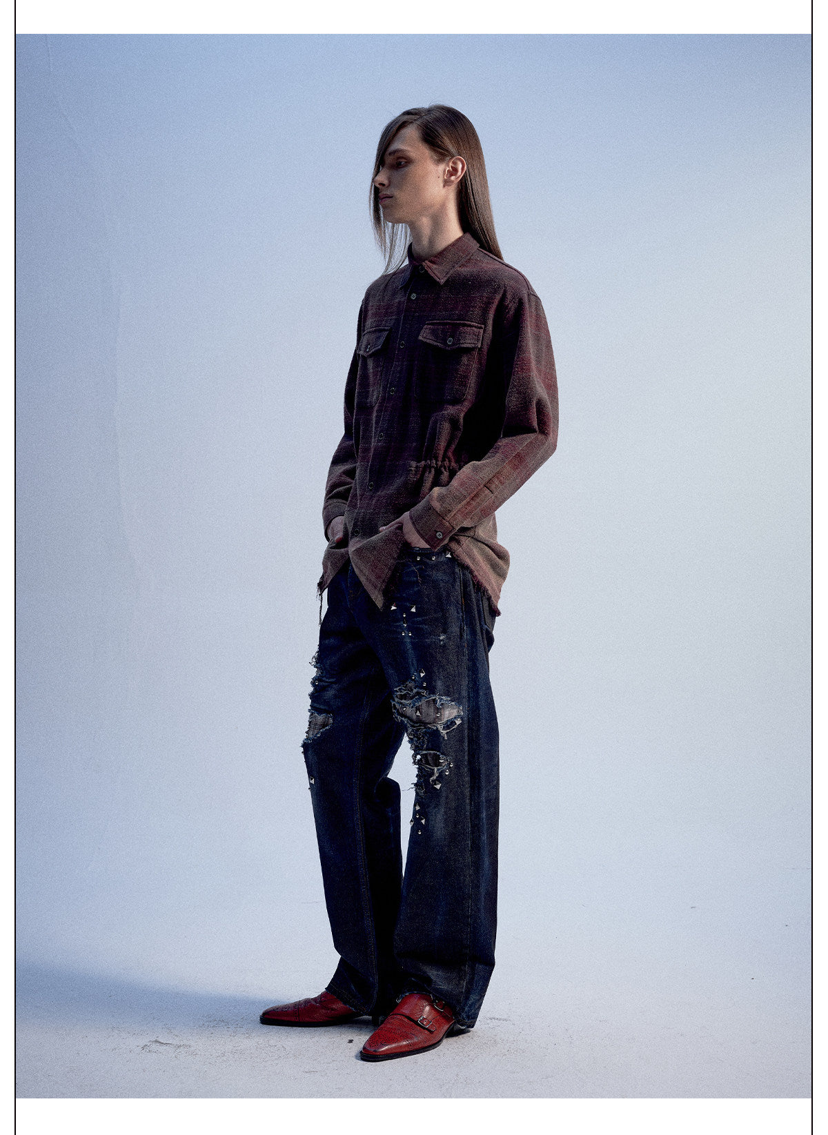 Vintage-Style Rivet-Accent Jeans
