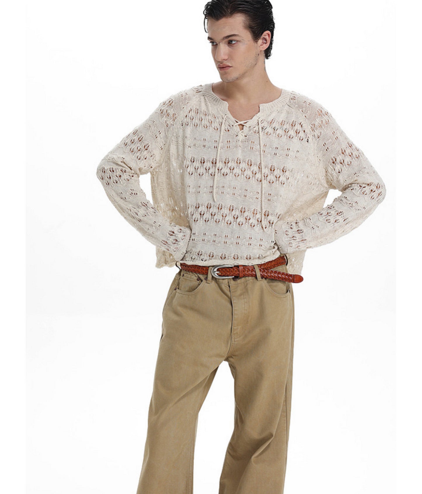Lightweight Flyknit Tie-Up Sweater