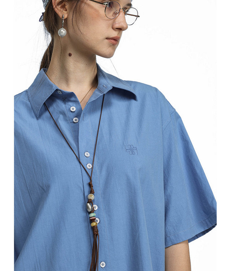 Embroidered Beaded Necklace Shirt