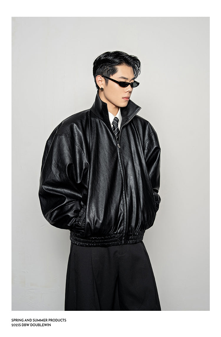 Draping Leather Jacket