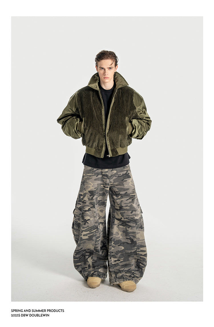 Corduroy &amp; Satin Flight Jacket