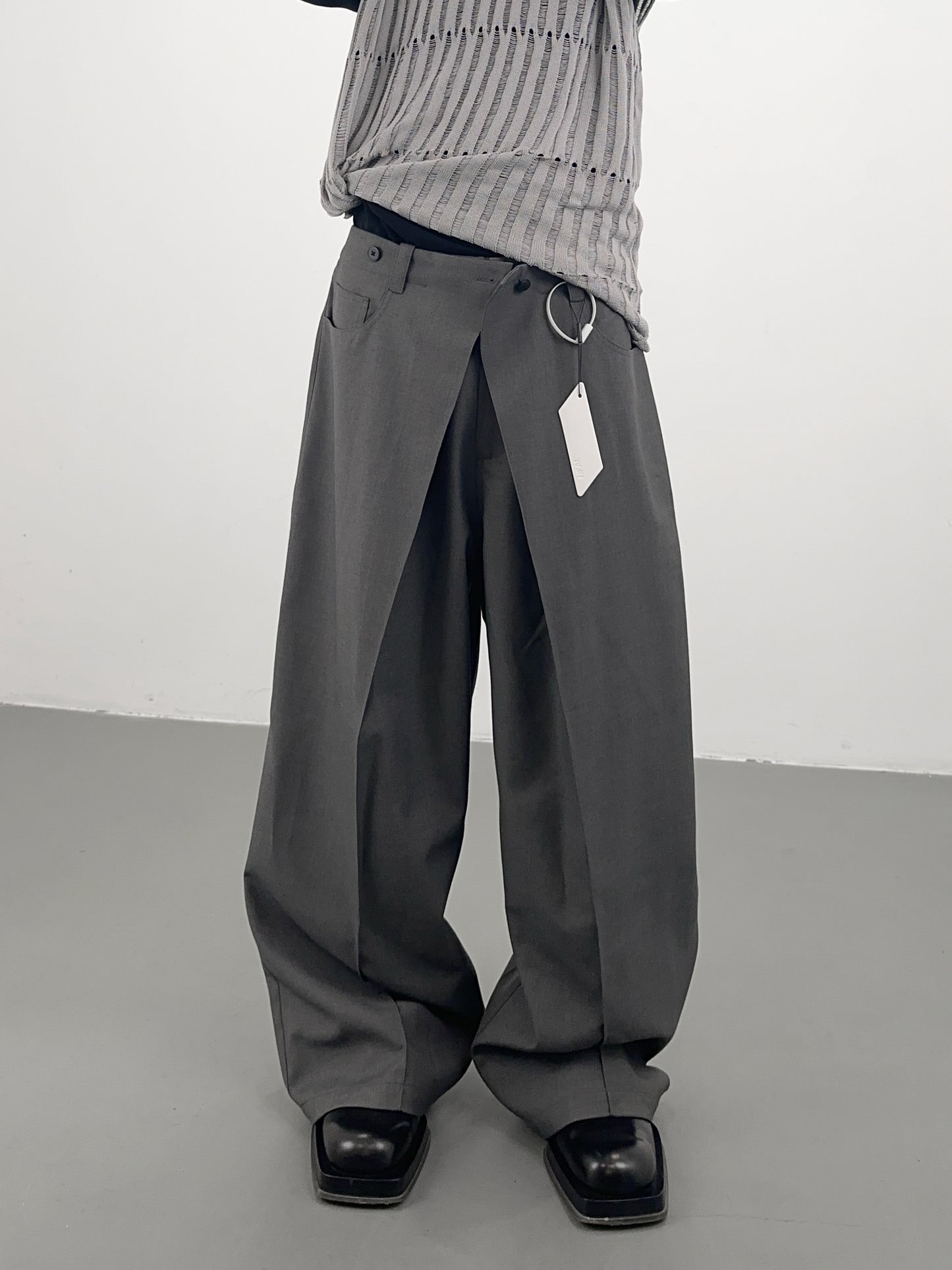 Wide Leg Pleated Straight Pants