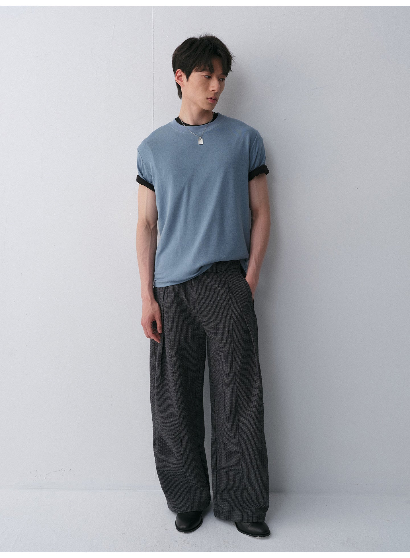 Tencel & Wool Blend Crew Neck T-Shirt