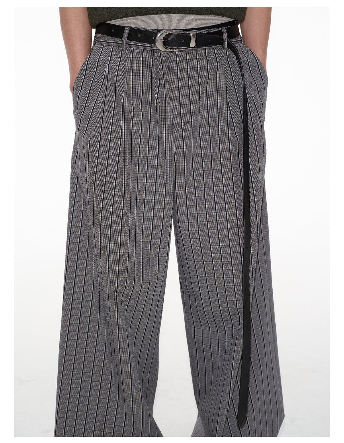 Leather belt with silver buckle