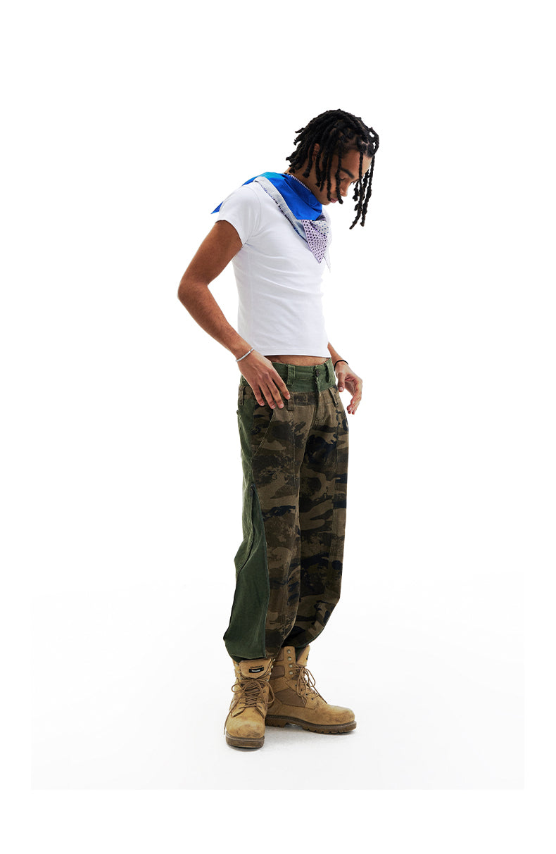 Low-rise camouflage casual pants