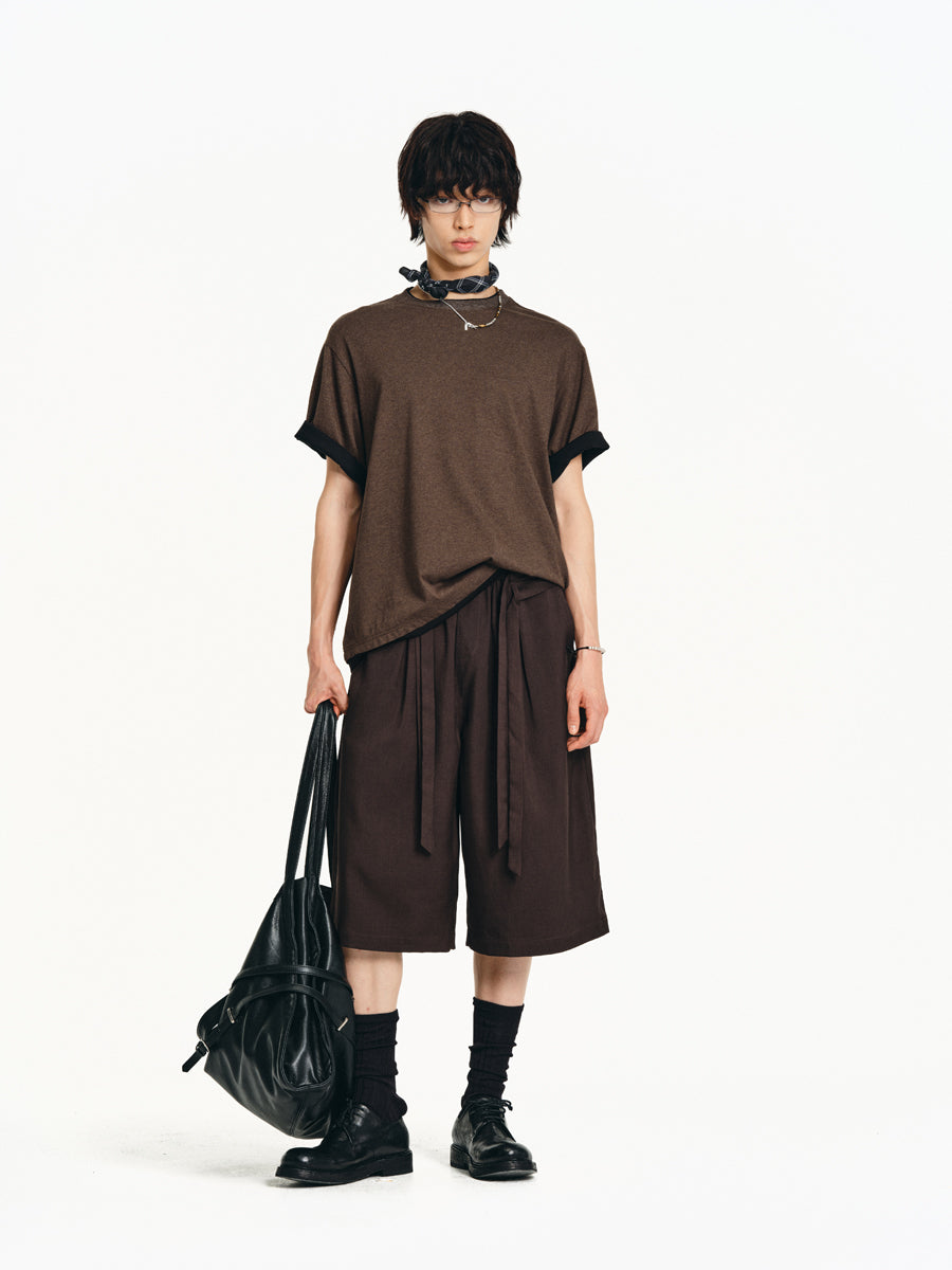 A-line Elastic Double Belt Shorts