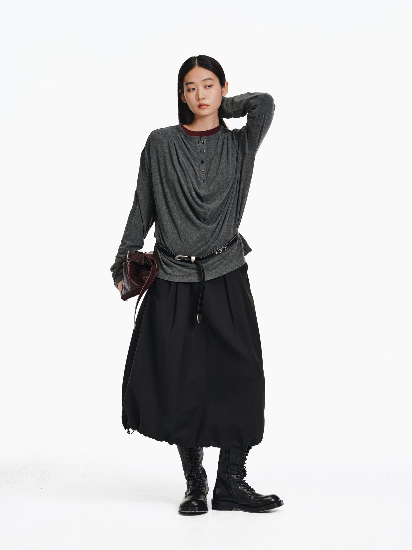 Pleated Collar T-Shirt