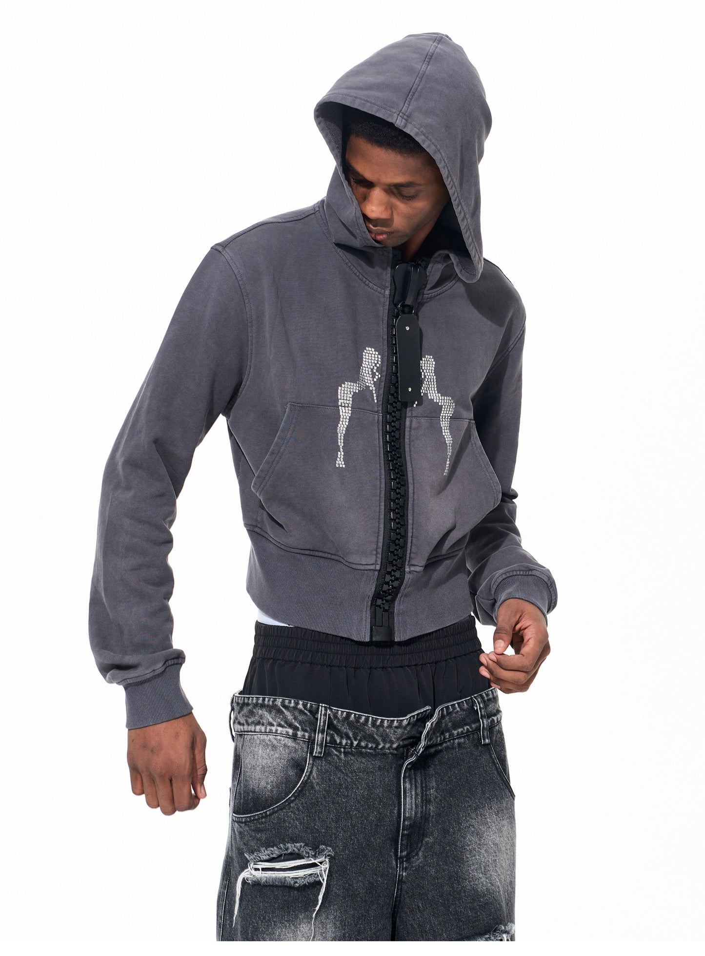 Oversized Hooded Sweatshirt with Zipper