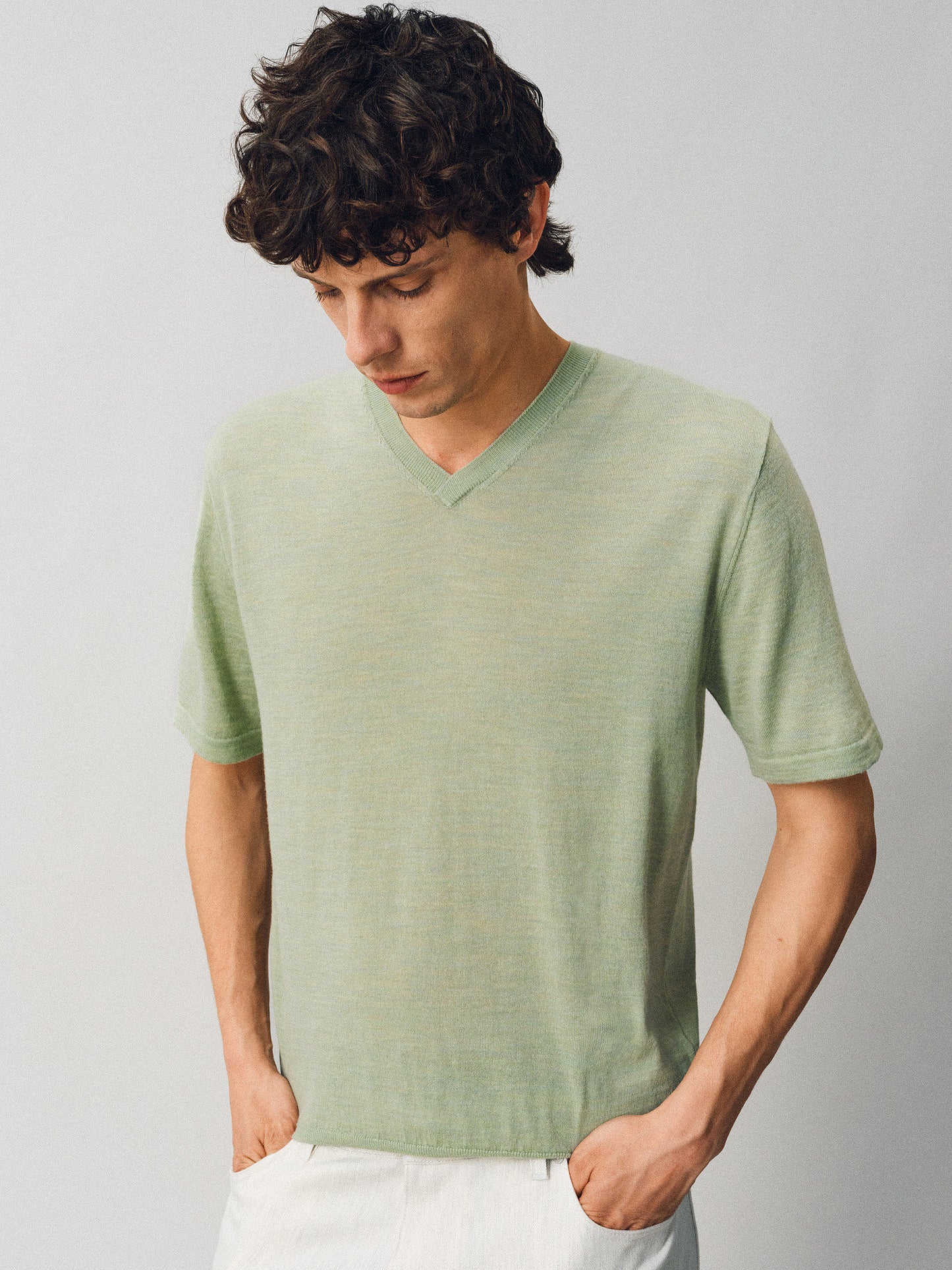 V-neck Wool Knit Shirt