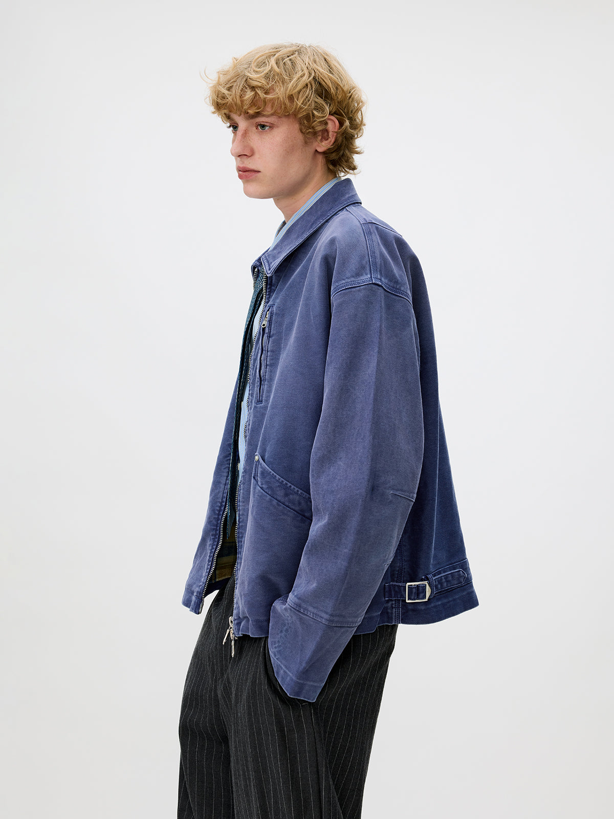 Distressed Zipper Short Jacket