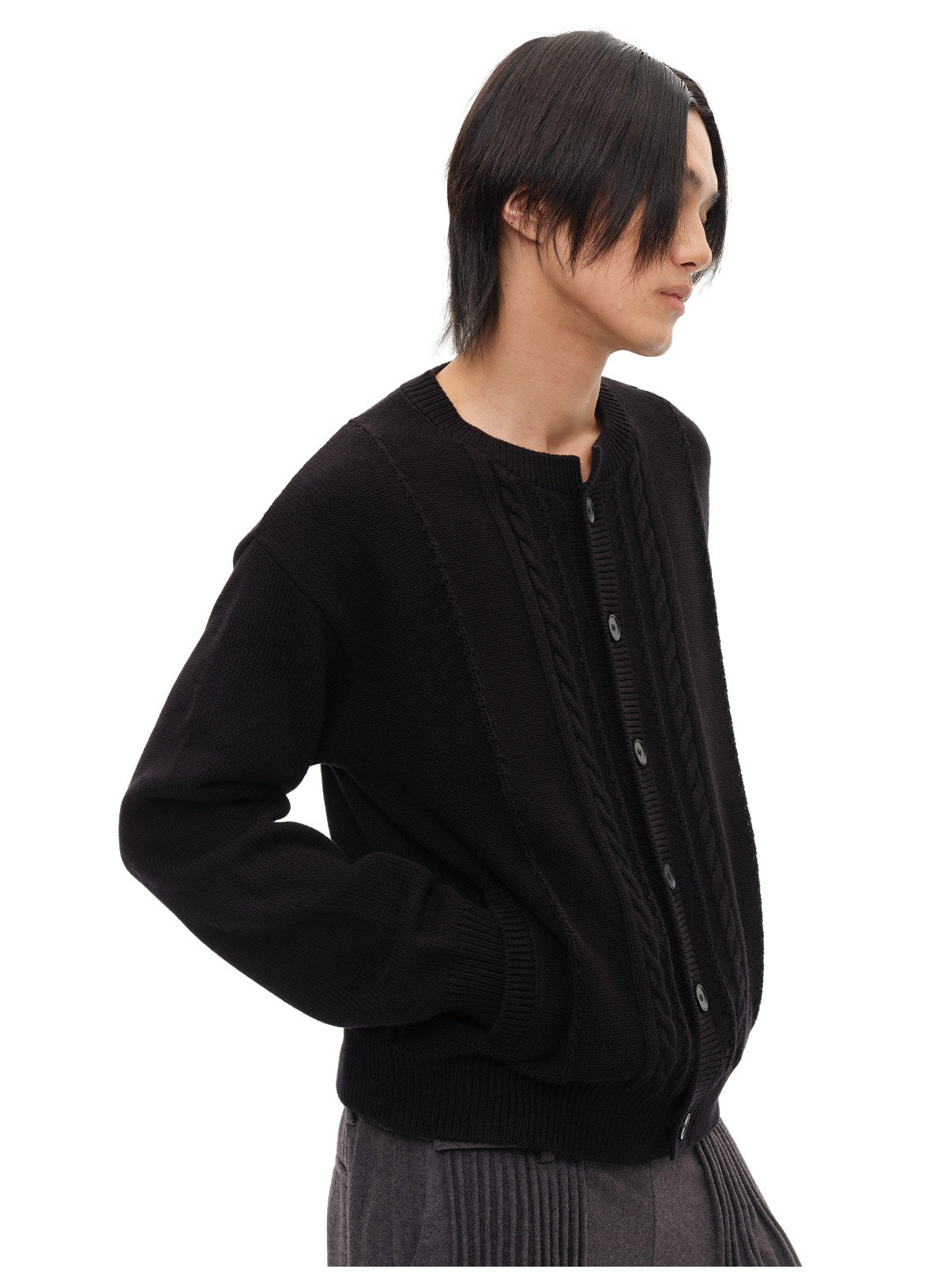 Cable-knit Crewneck Cardigan