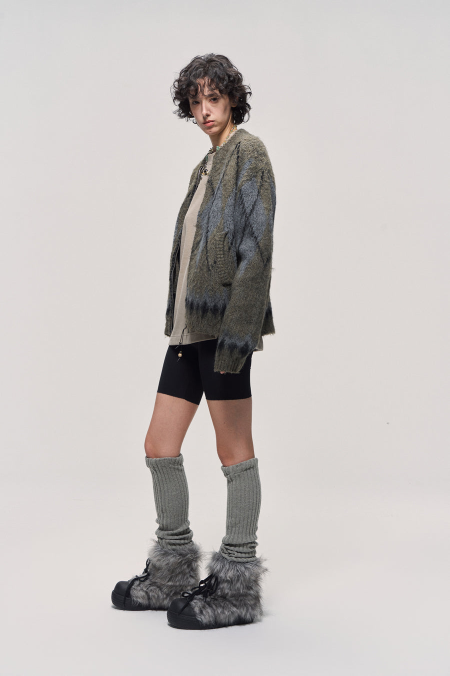 Fair Isle Wool Blend Zip Cardigan