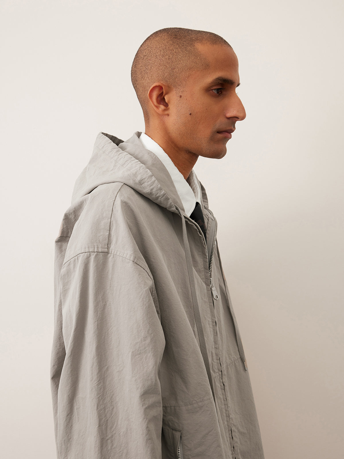 Hooded cotton zip-up jacket