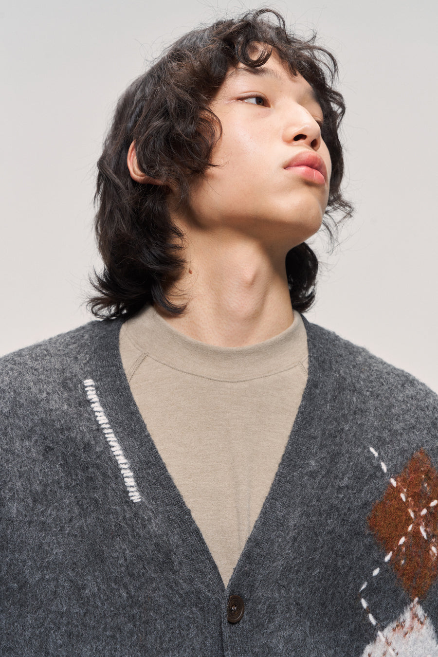 Hand-Stitched V-Neck Cardigan