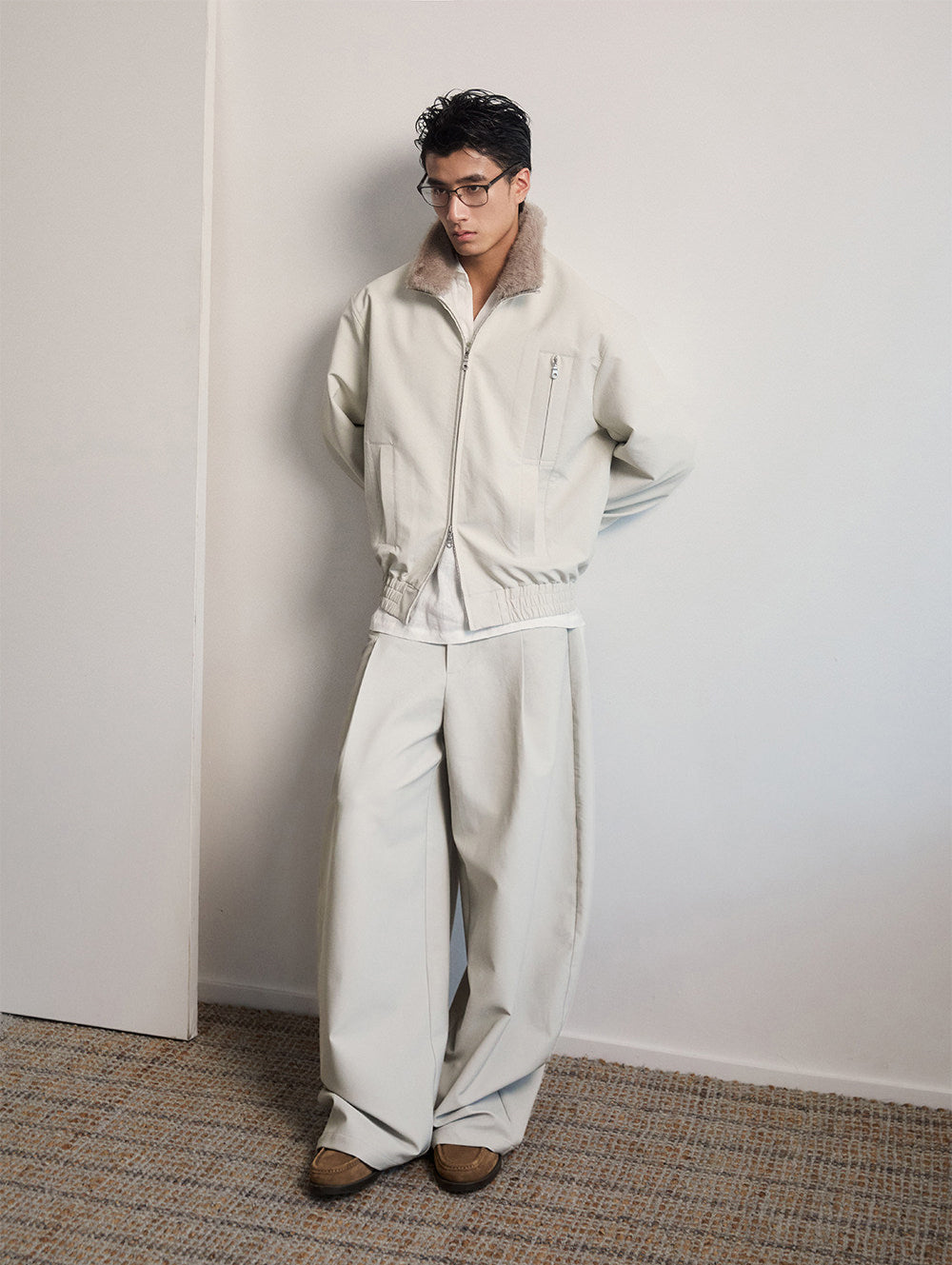 Detachable fur collar jacket