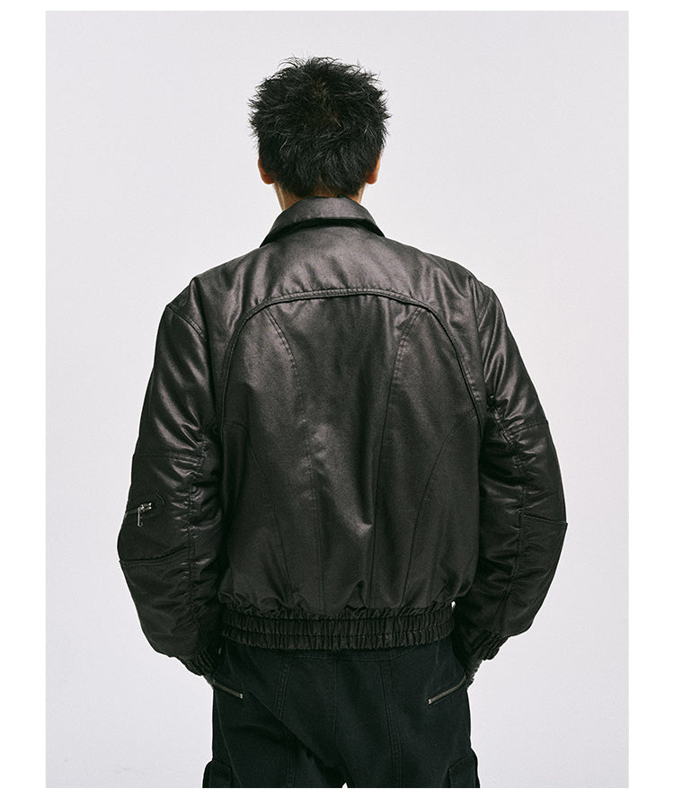 Waxed Cotton Short Warm Jacket