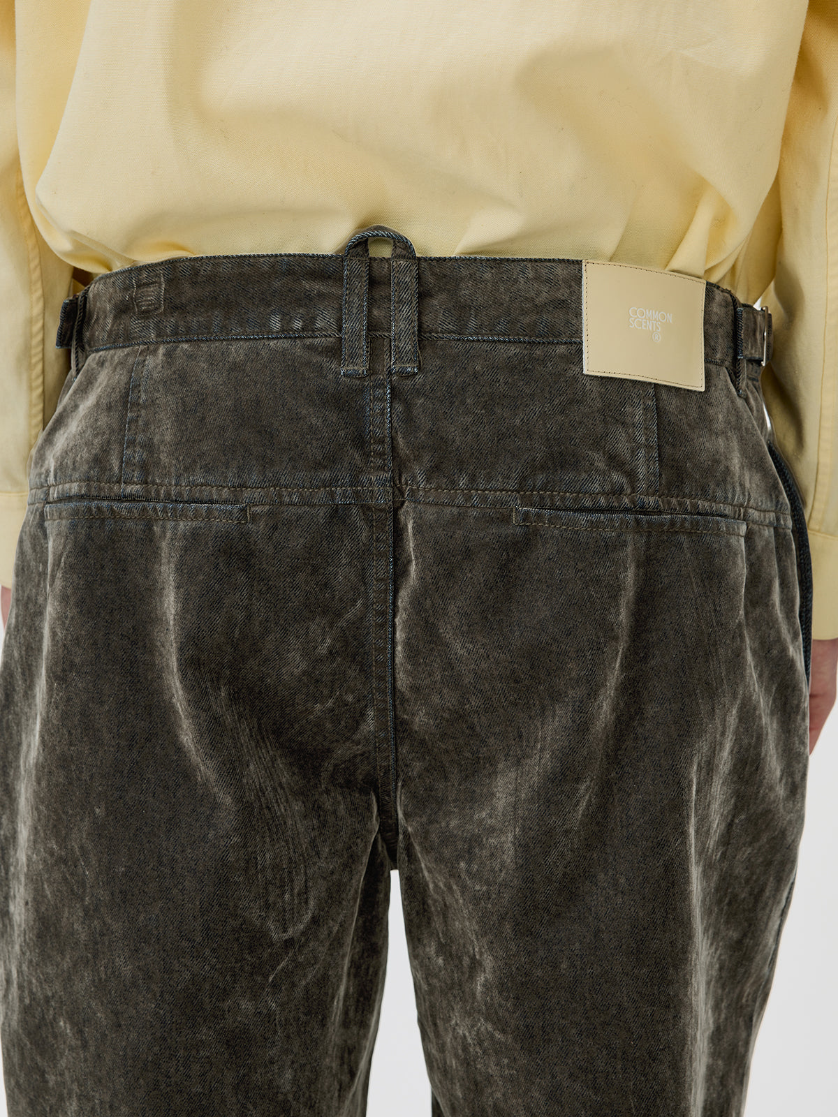 Adjustable Button Flock Denim Pants