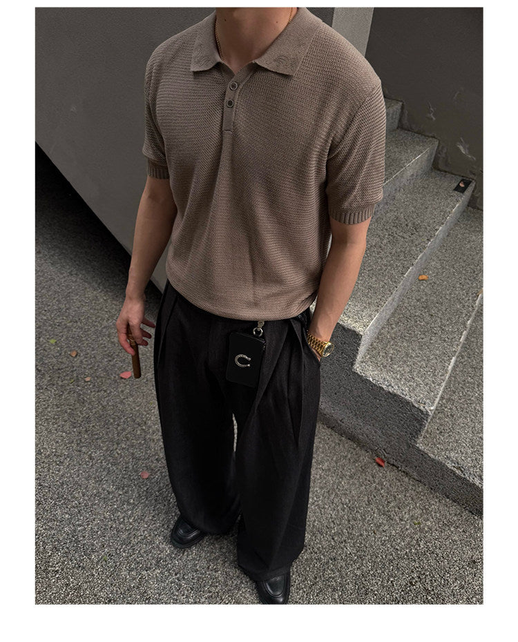 Casual Pants with Double 3D Pleats