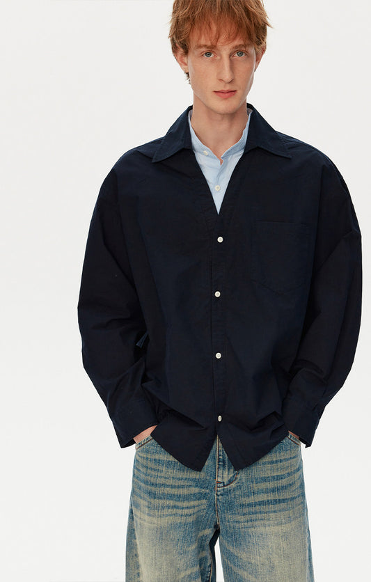 Color-Block Faux Two-Piece Shirt