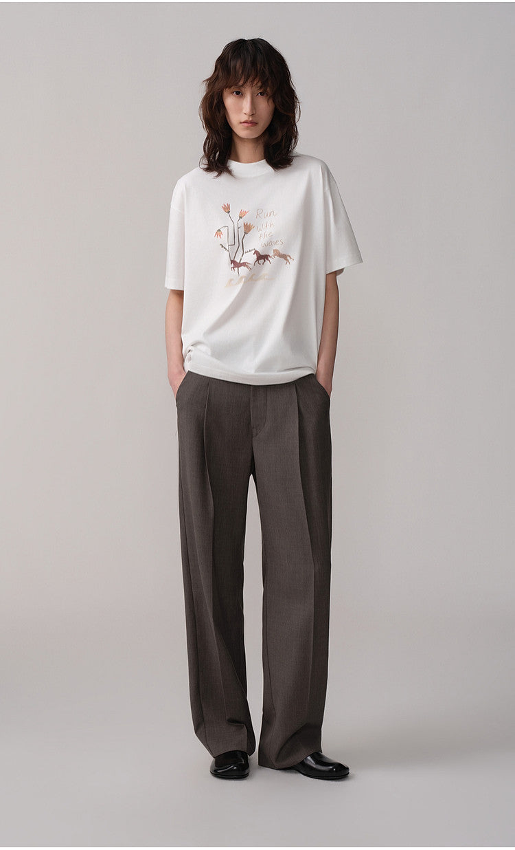Hand-Painted Style Round-Neck T-Shirt