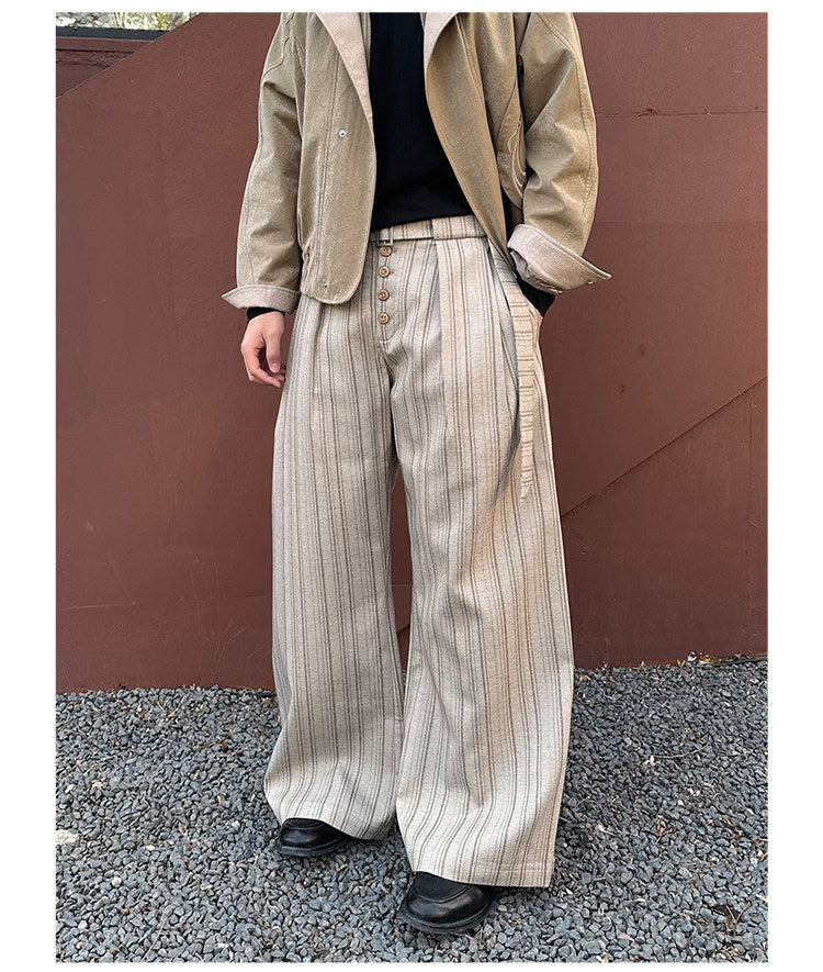 Dark Stripe Wide-Leg Pants