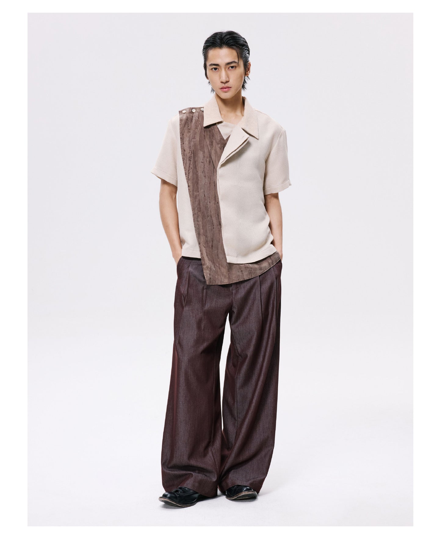 Draped Straight-Leg Pants
