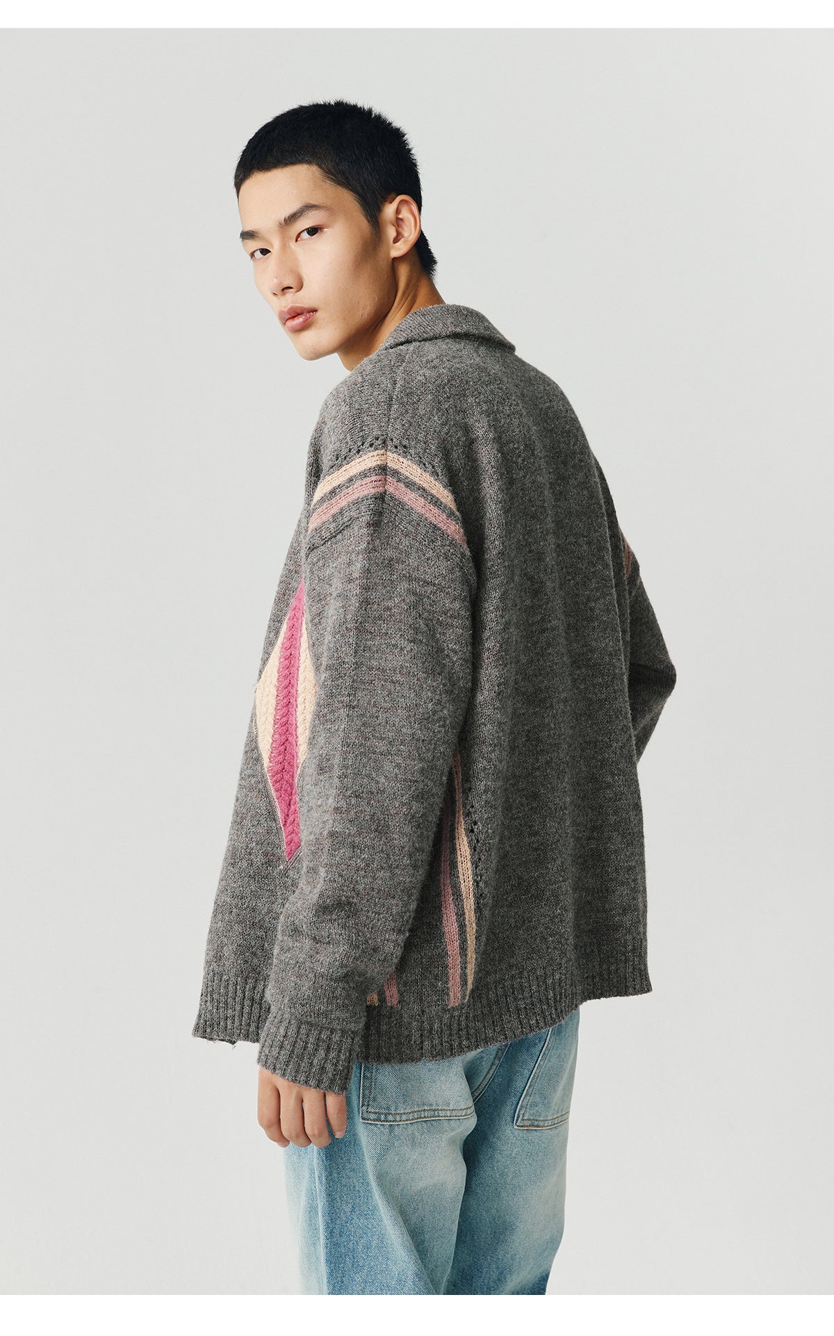 Jacquard Retro Silhouette Knit Cardigan