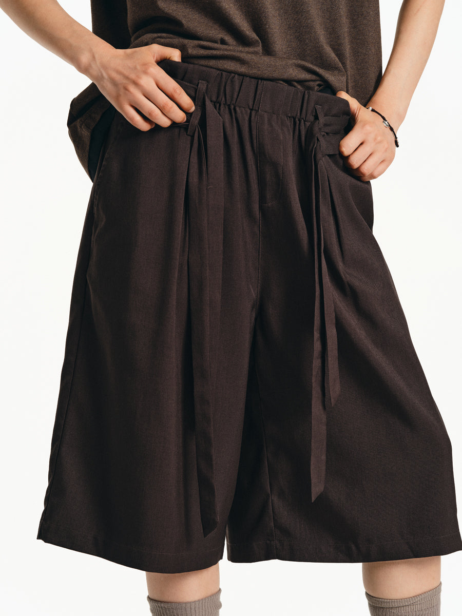 A-line Elastic Double Belt Shorts