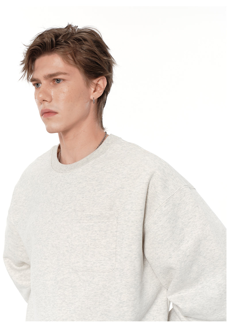 Solid color round neck sweatshirt