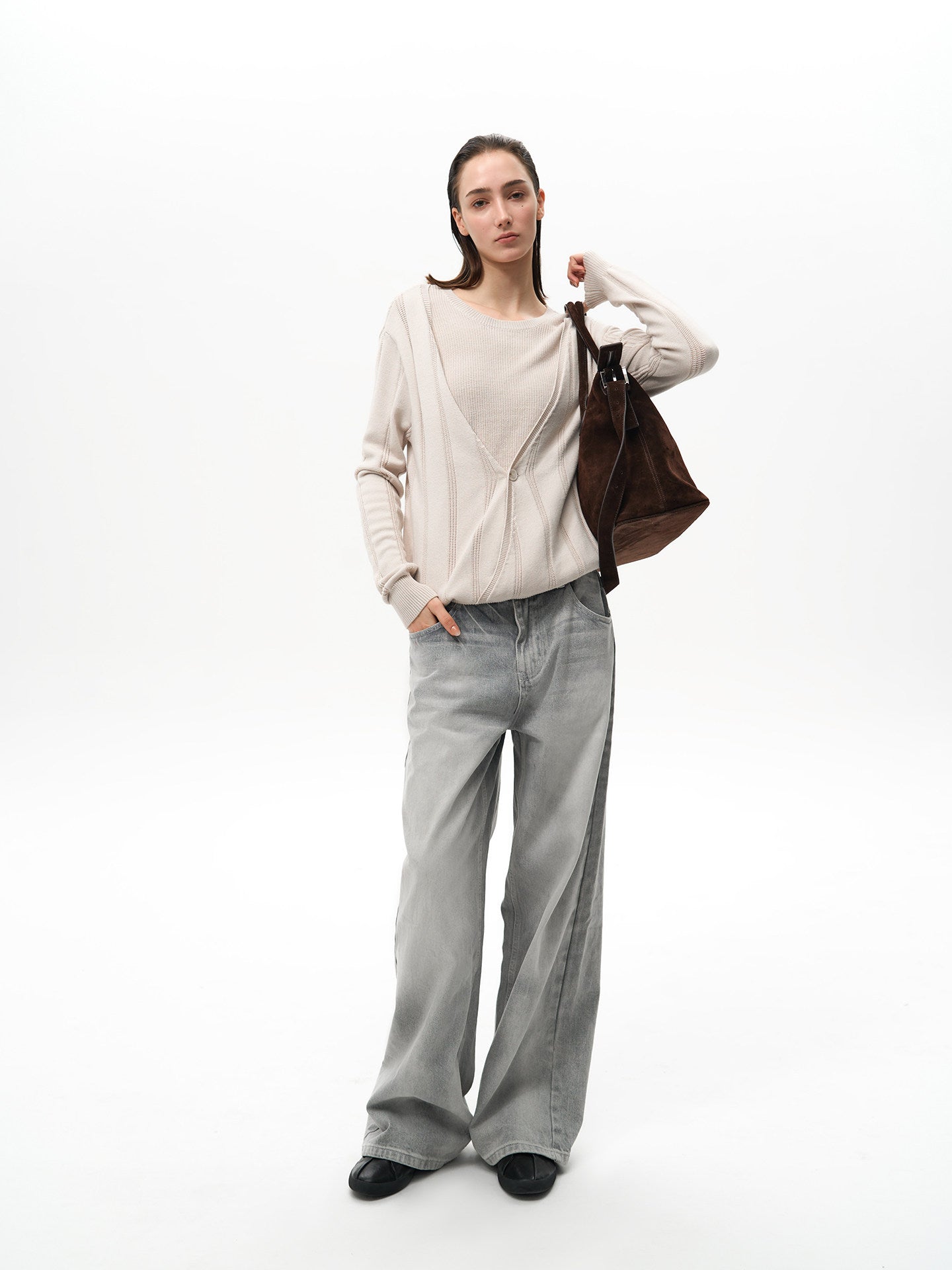 Double-Layer Faux Two-Piece Knit