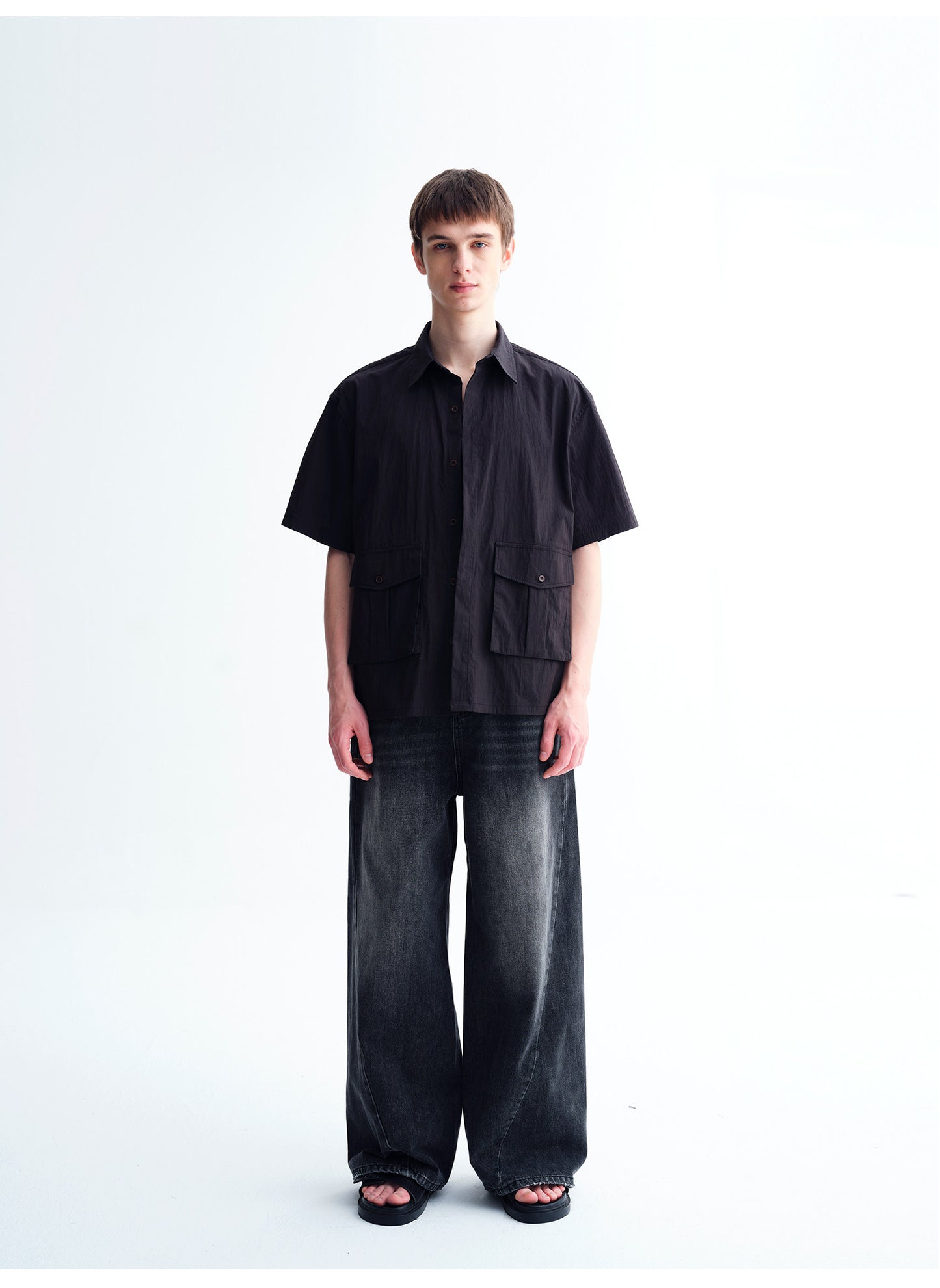 Oversized Patch-Pocket Workwear Shirt