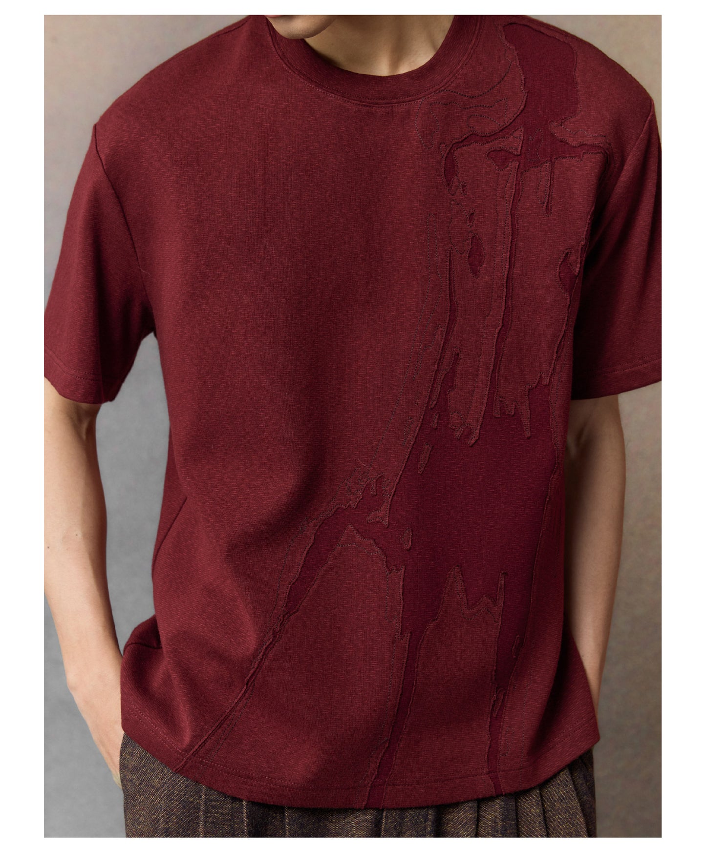 Color-Blocked Patch Embroidered T- Shirt