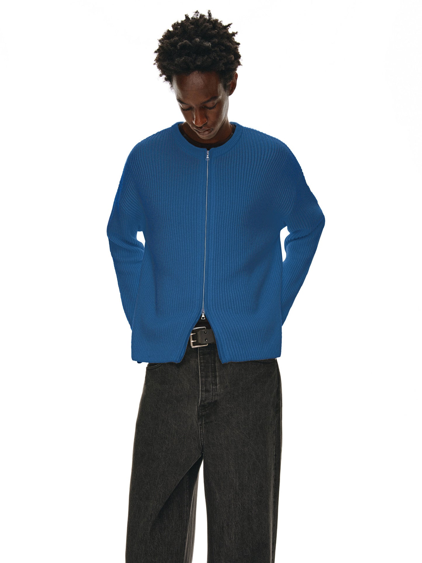 Heavyweight Rib Zipper Cardigan