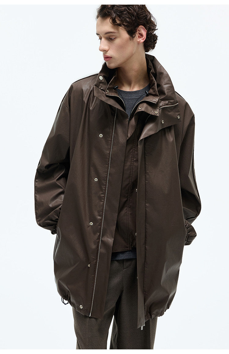 Stand Collar Mid-Length Coat