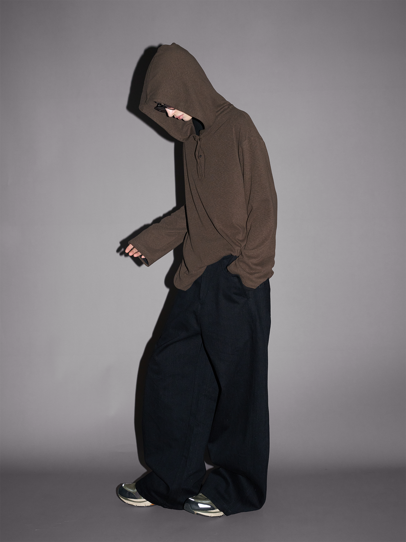 Henry Collar Hooded T-Shirt