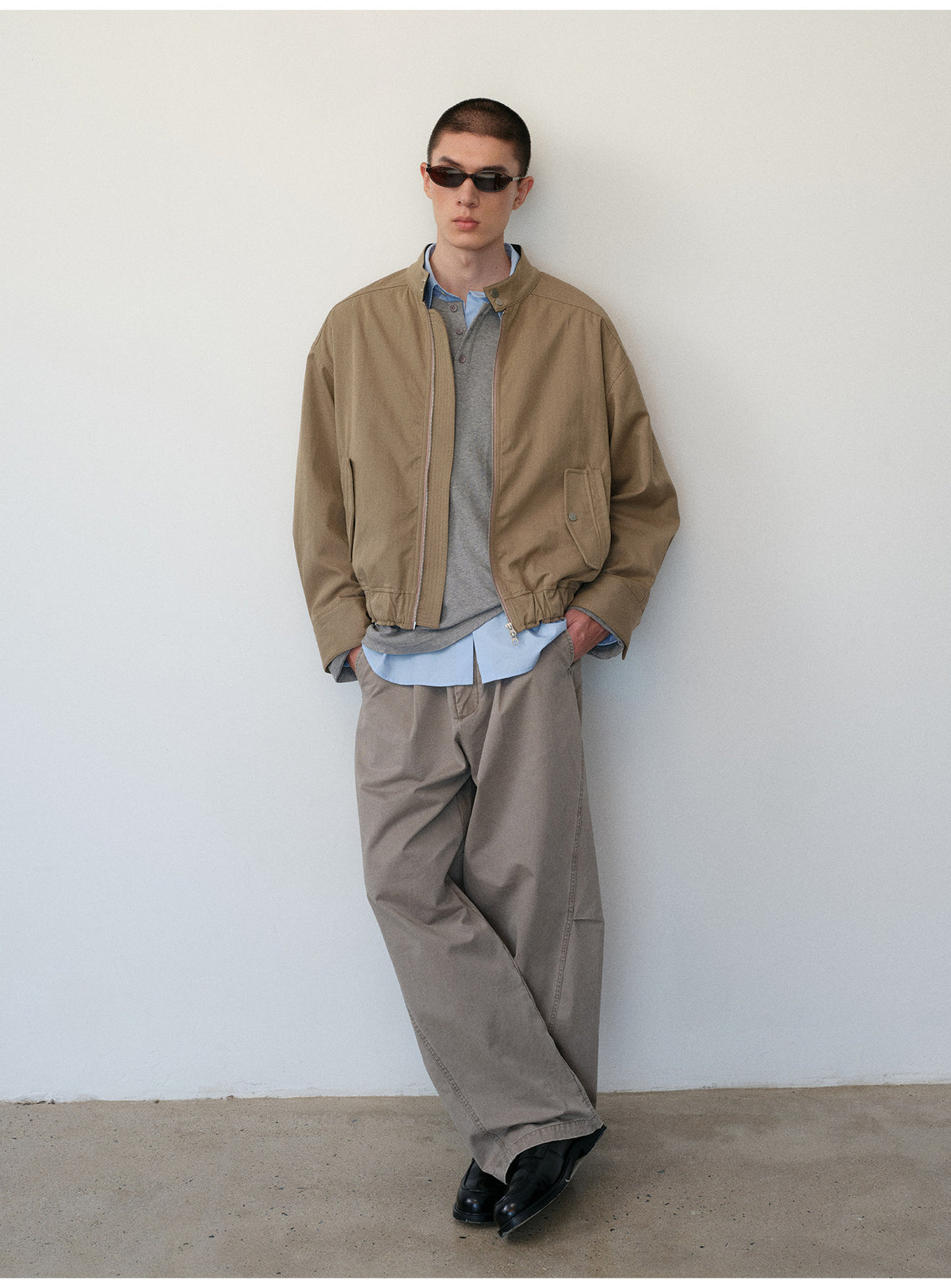 Cotton-Blend Harrington Jacket
