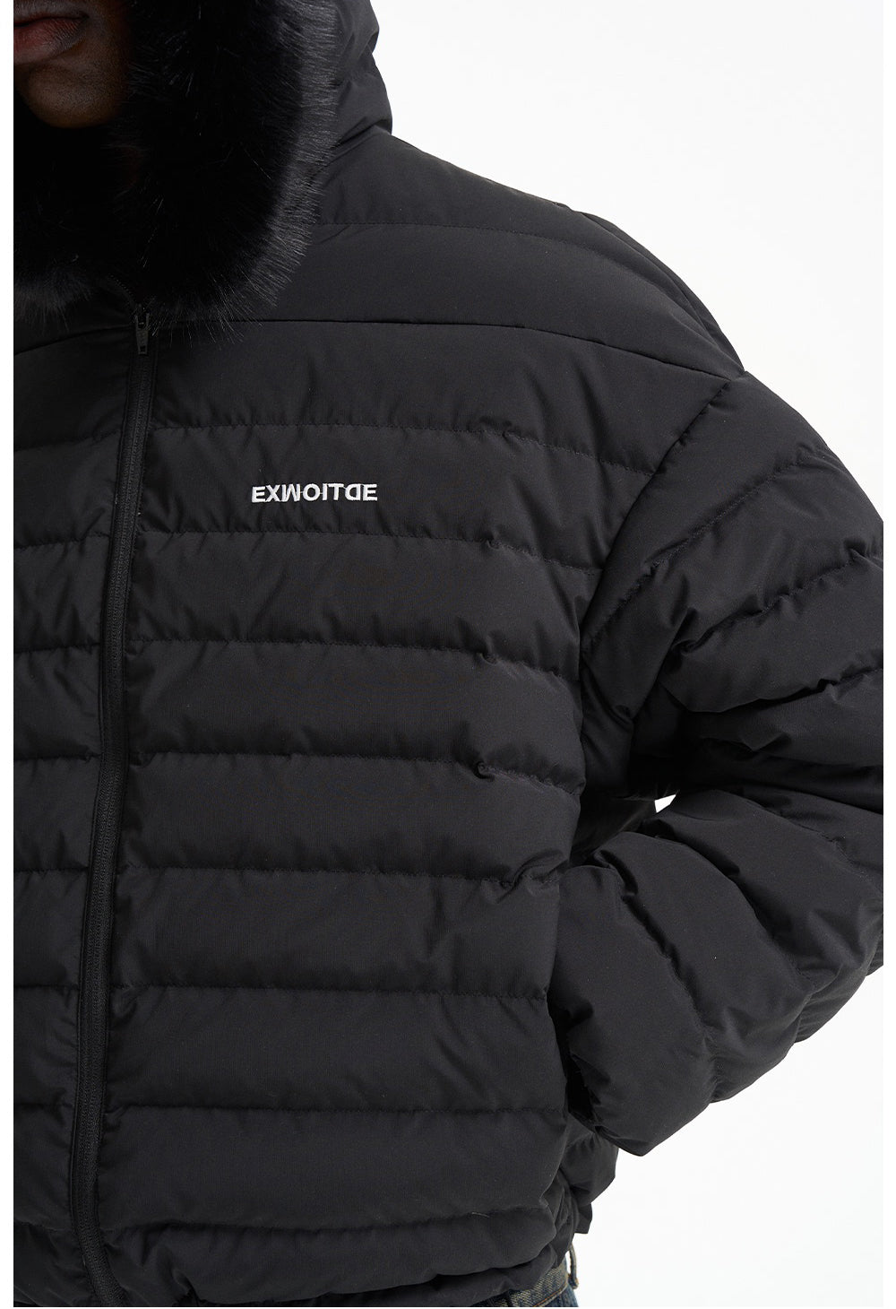 Detachable fur collar down jacket