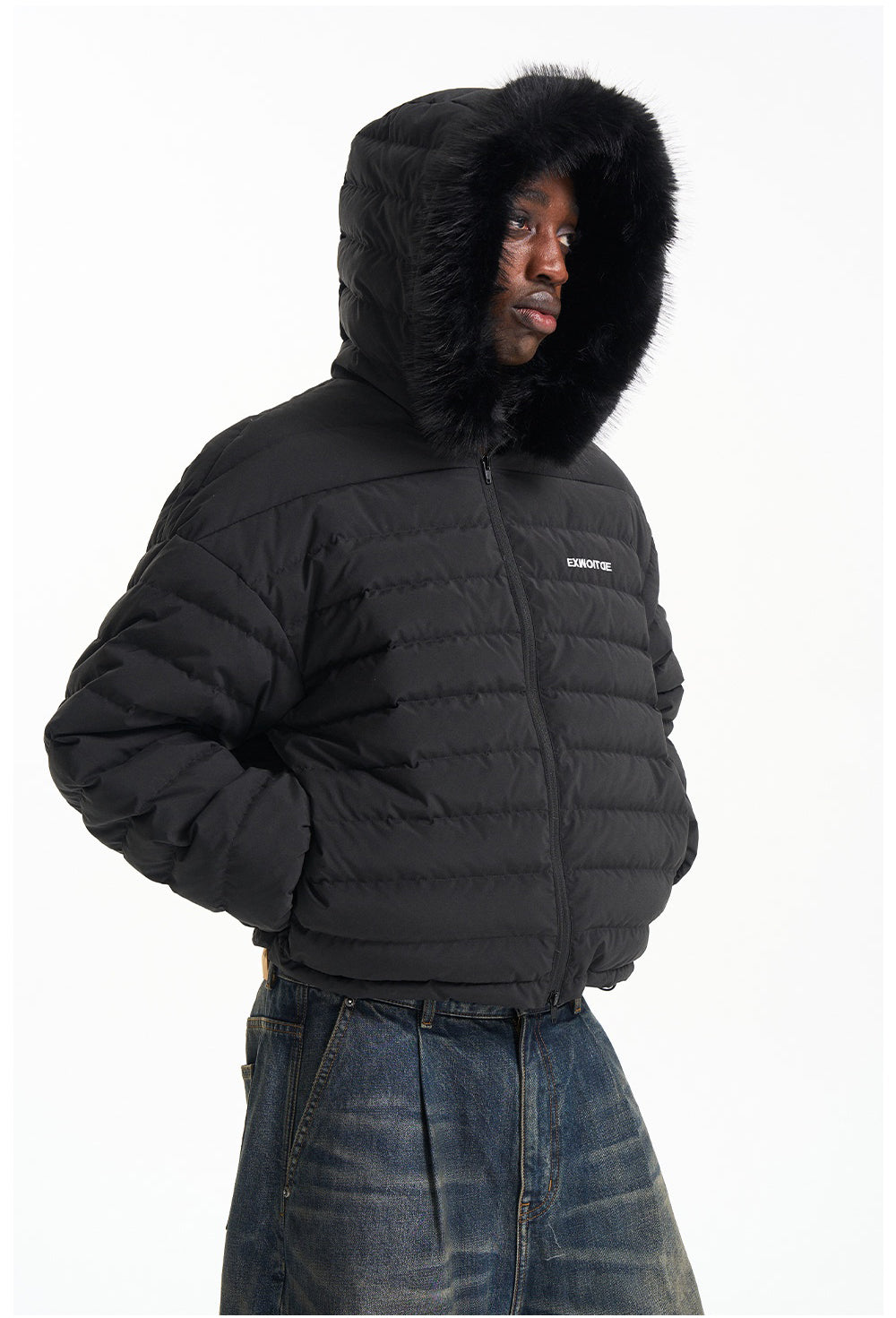Detachable fur collar down jacket