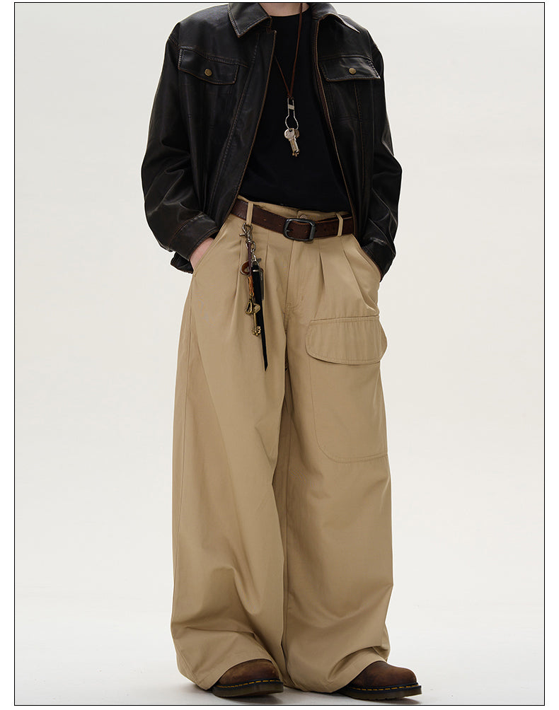 Retro Large Pocket Casual Pants