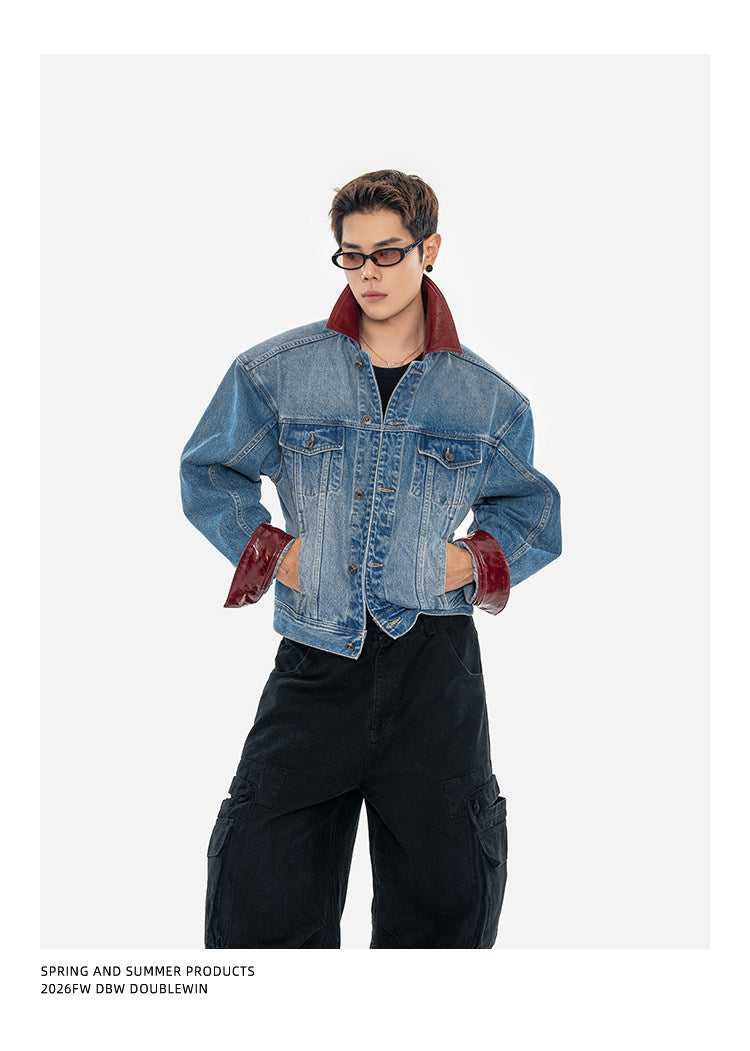 Oil-Waxed Leather Denim Jacket