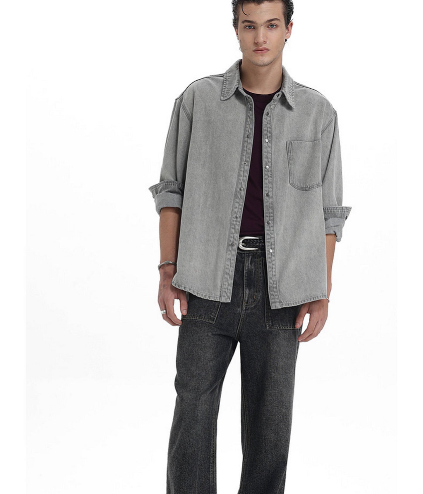 Vintage Relaxed-Fit Two-Tone Denim Shirt