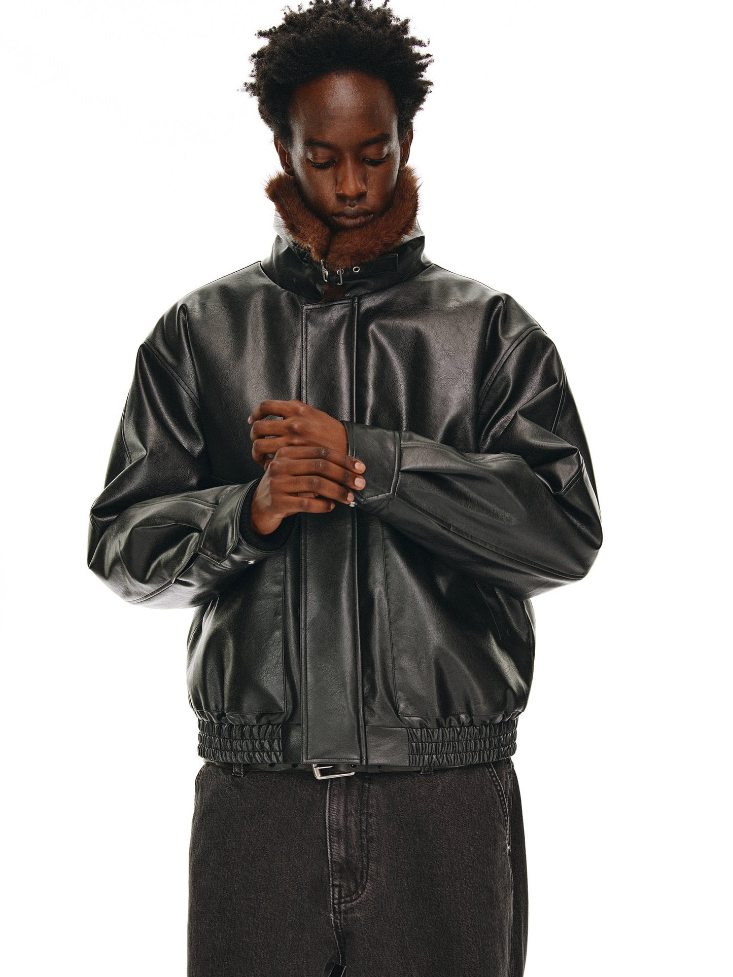 Eco-Friendly Fur Collar Jacket