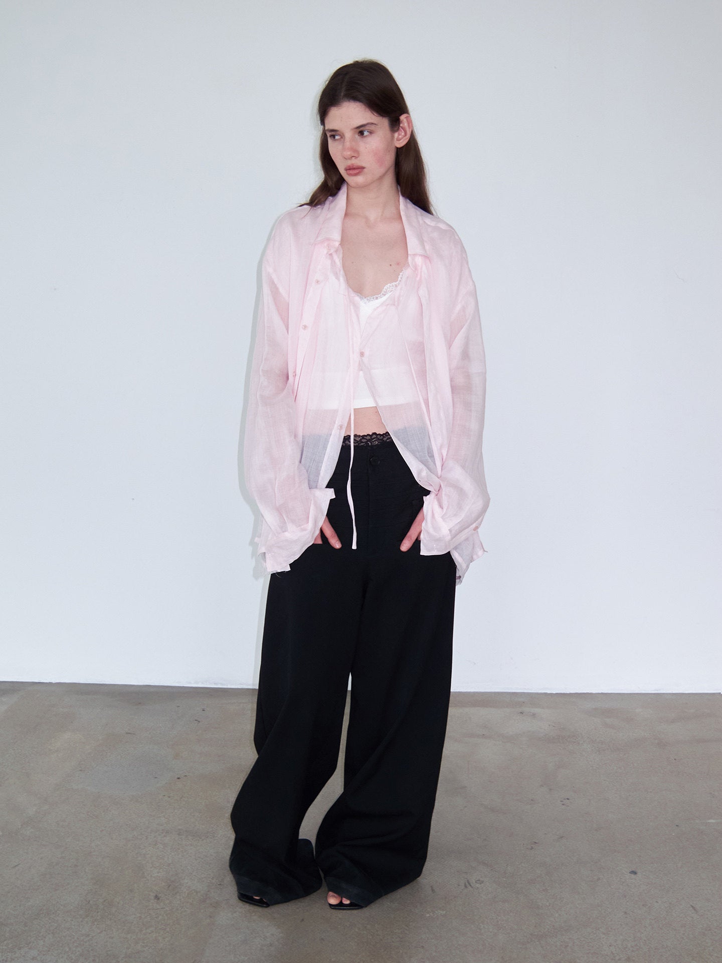 Faux Two-Piece Sheer Shirt