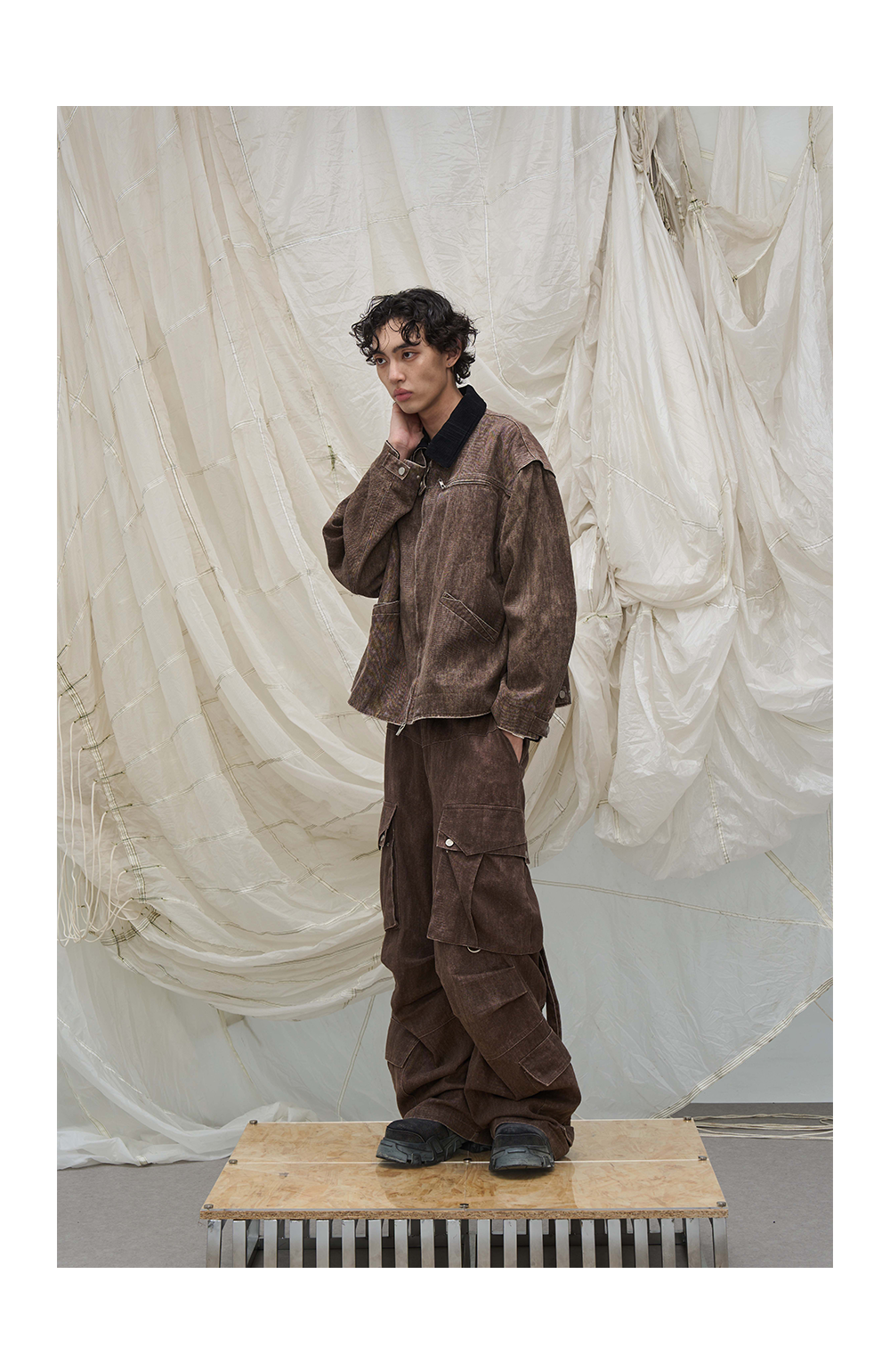 Washed multi-pocket bomber pants