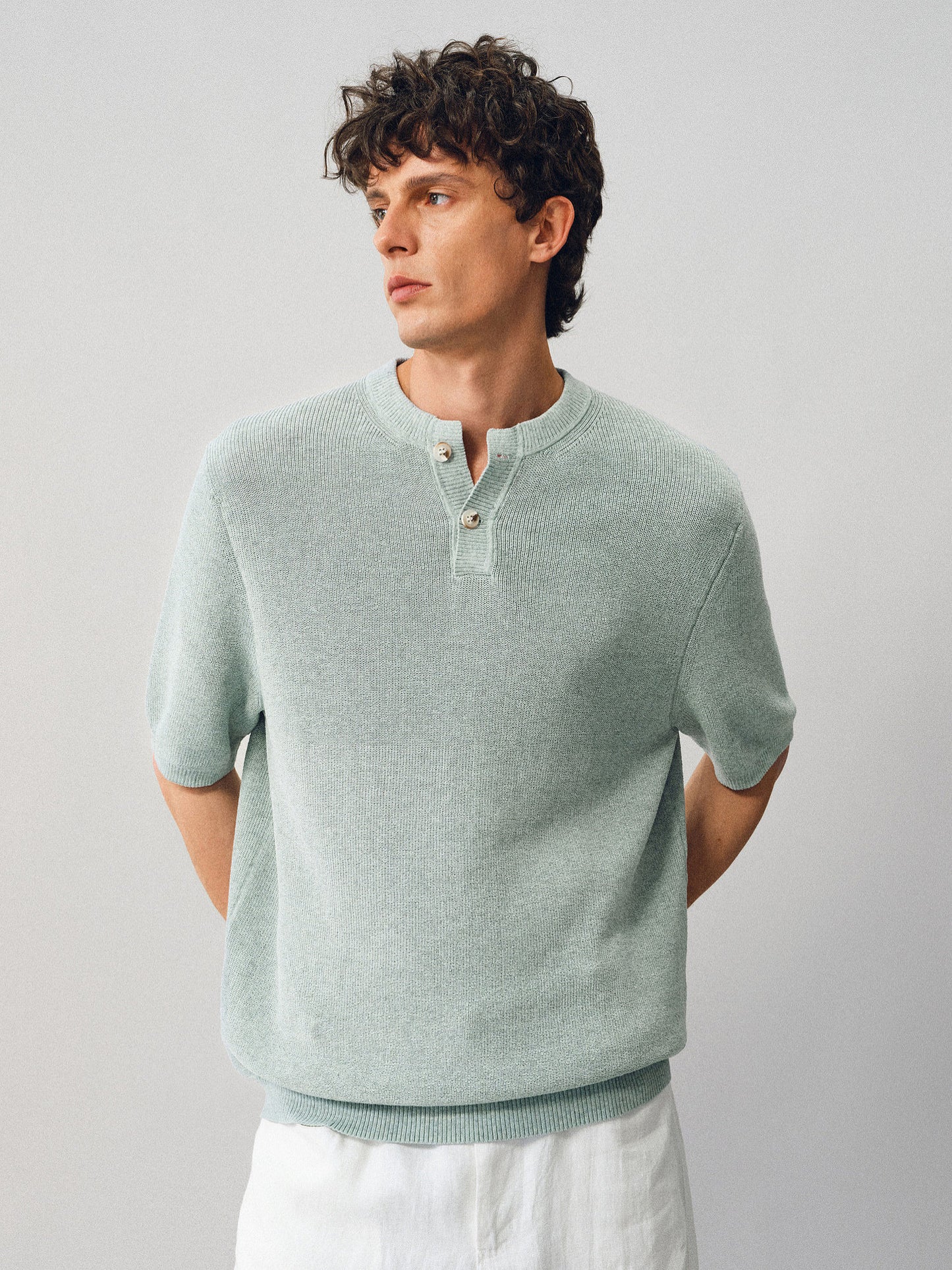 Henley Neck Linen Knit