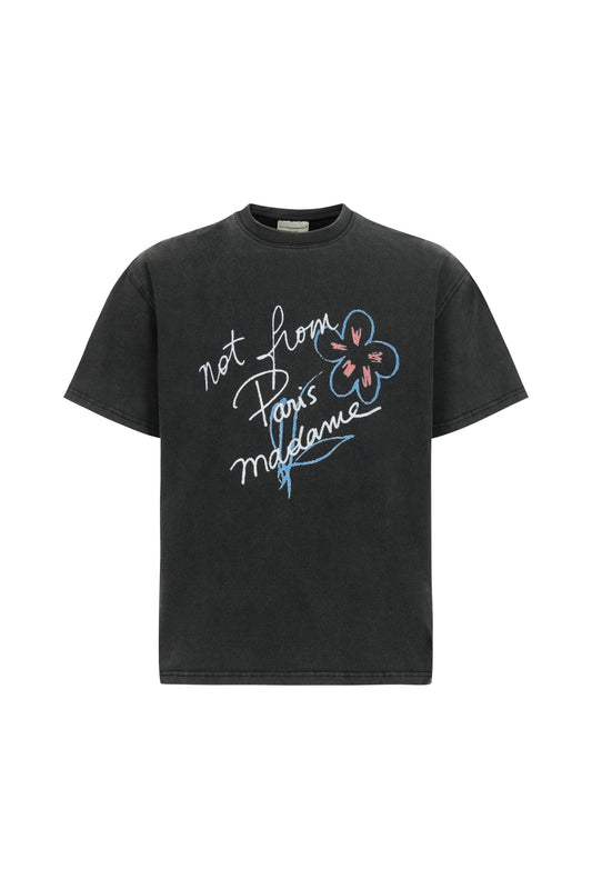 Small Floral Print Washed T-Shirt　